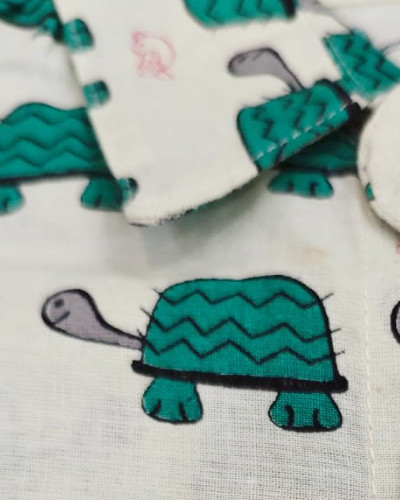 Kids Cotton Half Sleeves Shirt Shorts Set With turtle print Green