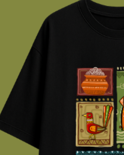 Banglar Shilpo- Classic Bangla artistry Oversized Graphic T-shirt