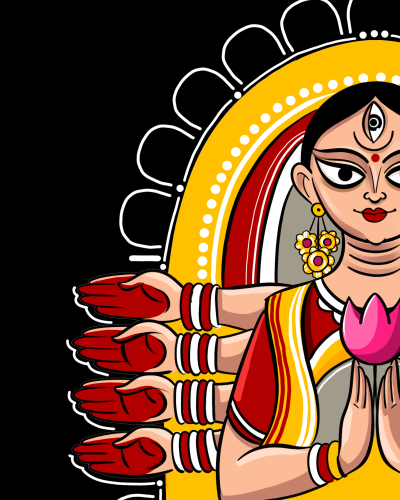 Rupong Dehi Durga Pooja Themed Bengali Graphic Tee Shirt