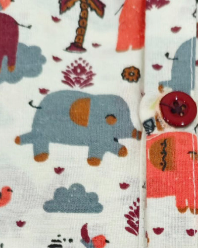Kids Cotton Half Sleeves Shirt Shorts Set With Elephant print